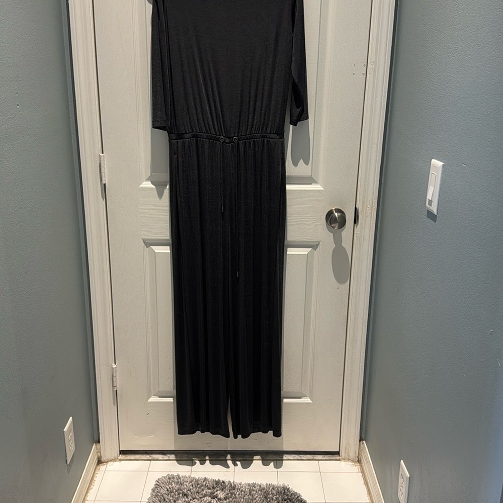 Chicos Split shoulder jersey knit dark gray pants jumper size 1 worn once